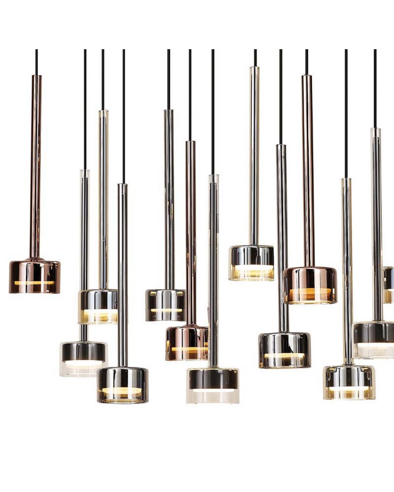 Lámpara colgante diseño elegante de tres luces en cascada GX53 máx 12W acabado bronze