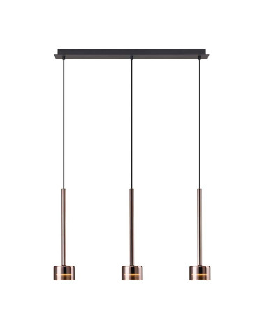 Lámpara colgante diseño elegante de tres luces en cascada GX53 máx 12W acabado cobre