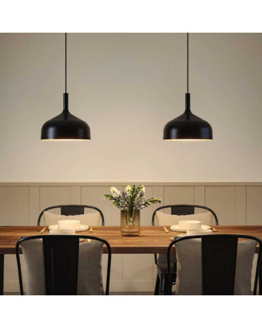 30cm metal ceiling light, 20W E27, black, gold interior, black cable