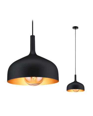 30cm metal ceiling light, 20W E27, black, gold interior, black cable