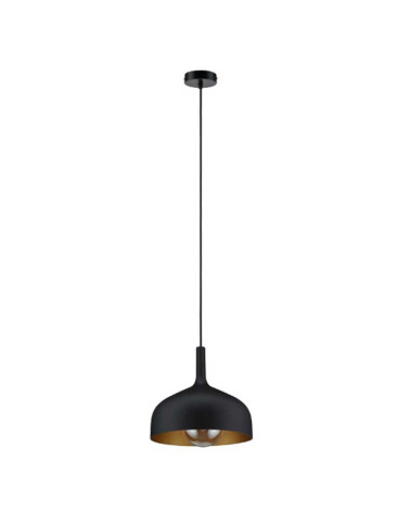 30cm metal ceiling light, 20W E27, black, gold interior, black cable