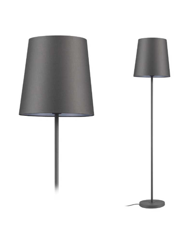 Lámpara de pie de 165 cm, 20 W, casquillo E27, acabado nórdica gris o arena con pantalla de tela y base metal cable tela