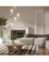 Ceiling lamp with 5 E27 max. 20W glass shades in white or gold finish with wood or marble details