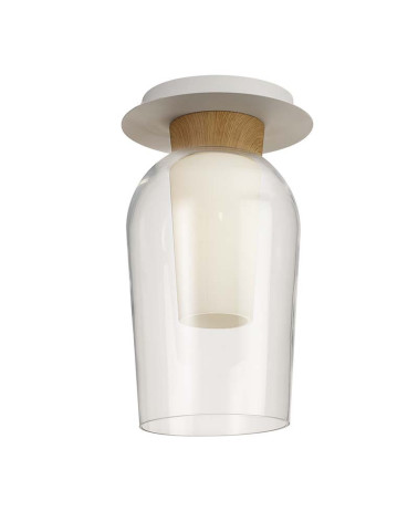 Plafón de techo de original diseño elegante con tulipa de cristal E27 en dos acabados