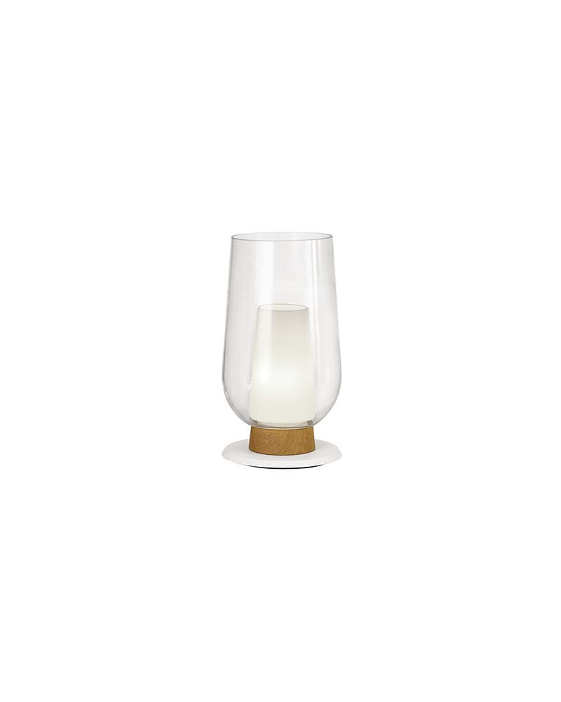 Stylish designer table lamp E27 in gold or white with wood or marble imitation