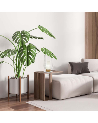 Stylish designer table lamp E27 in gold or white with wood or marble imitation