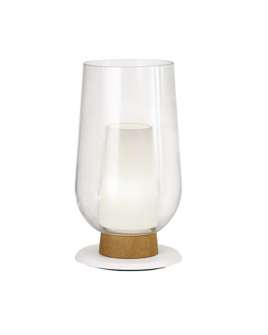Stylish designer table lamp E27 in gold or white with wood or marble imitation