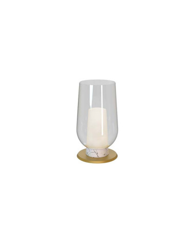 Stylish designer table lamp E27 in gold or white with wood or marble imitation