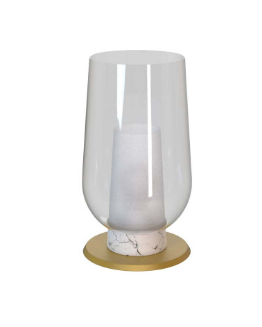 Lámpara de sobremesa estilizada de diseño E27 en dorado o blanco con imitación de madera o mármol