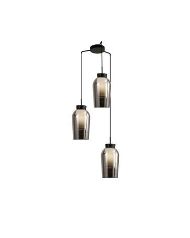 Ceiling lamp with 3 darkened glass shades E27 max. 20W, black finish with marble details