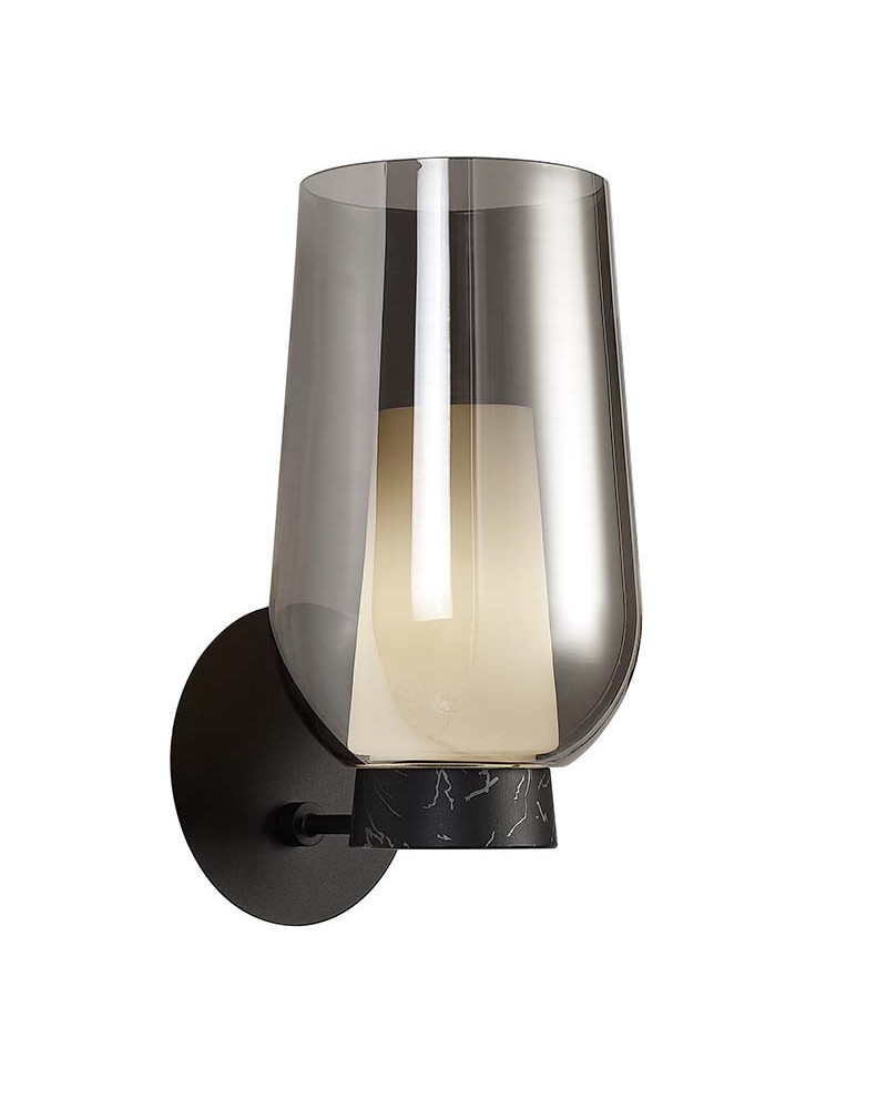 Elegant contemporary wall light E27 max. 20W black and marble finish