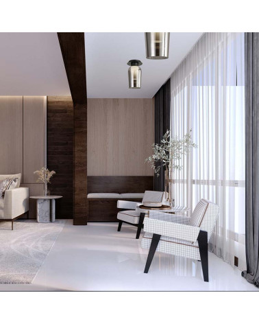 Elegant original design ceiling light with E27 tinted glass shade, black finish and marble