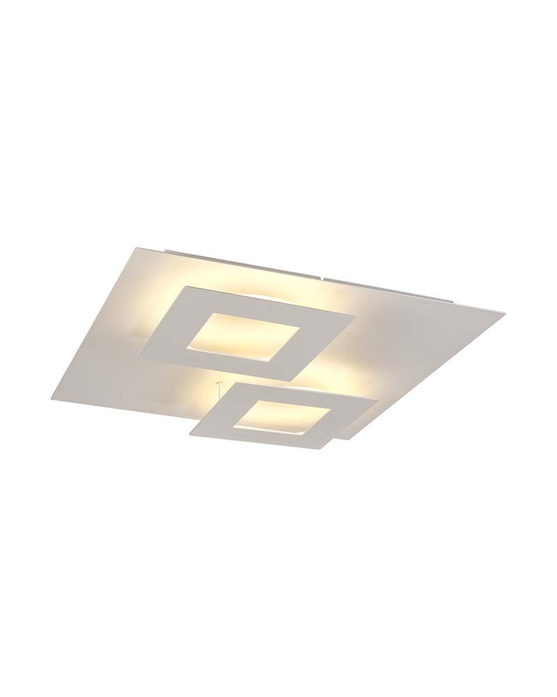 Plafón de techo geométrico 50x50cm LED 48W 3000K con cuadrados flotantes en acabado blanco