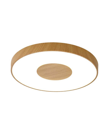 Plafón circular Ø65cm LED inteligente 100W regulable CCT 2700K-4000K-5000K acabado madera