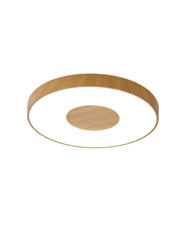 Plafón circular Ø50cm LED inteligente 80W regulable CCT 2700K-4000K-5000K acabado madera
