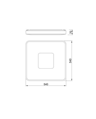 Plafón cuadrado 54cm LED inteligente 100W regulable CCT 2700K-4000K-5000K acabado madera