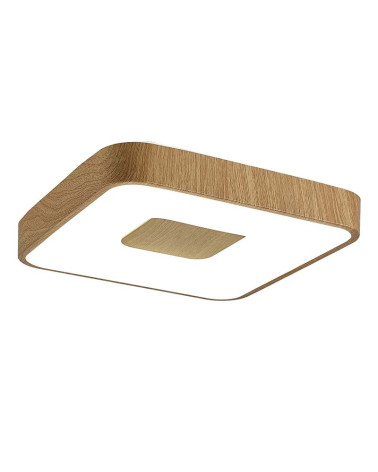 Plafón cuadrado 54cm LED inteligente 100W regulable CCT 2700K-4000K-5000K acabado madera