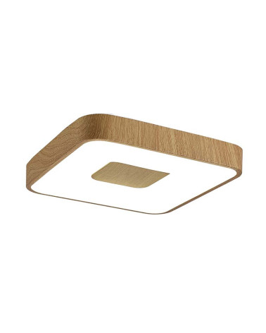 Plafón cuadrado 44cm LED inteligente 80W regulable CCT 2700K-4000K-5000K acabado madera