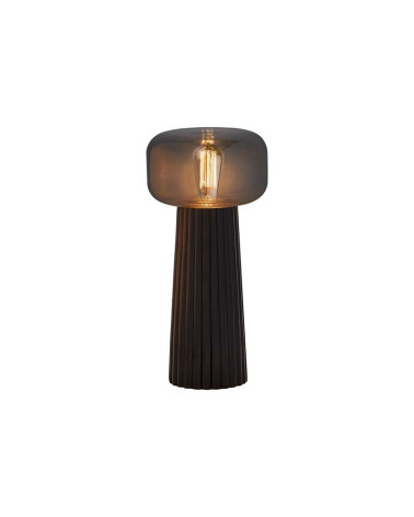 Lámpara de sobremesa en sofisticado acabado negro estilo industrial retro-chic 1xE27 vidrio tintado semi-transparente