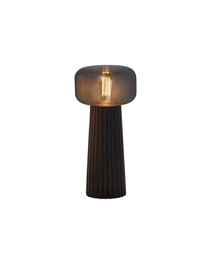 Lámpara de sobremesa en sofisticado acabado negro estilo industrial retro-chic 1xE27 vidrio tintado semi-transparente