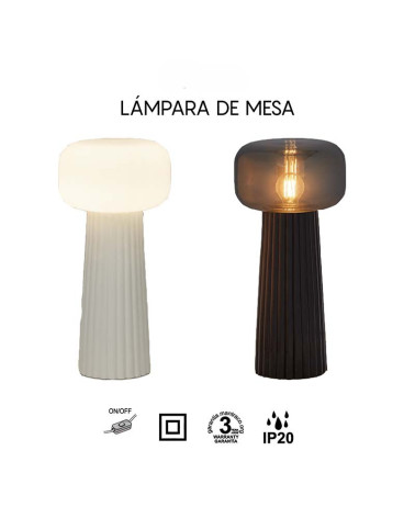 Minimalist Nordic design table lamp, 1xE27, white finish and opal glass that convey purity and calm