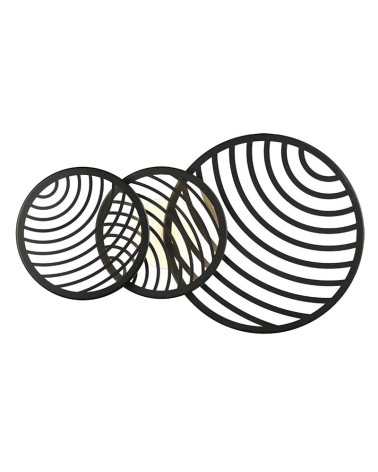 Ceiling light 69x40cm LED 40W 3000K black finish with overlapping concentric discs large format
