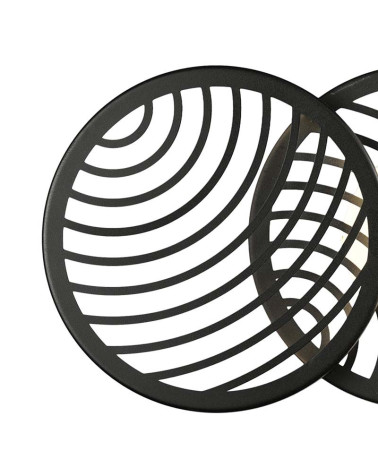 Ceiling light 69x40cm LED 40W 3000K black finish with overlapping concentric discs large format