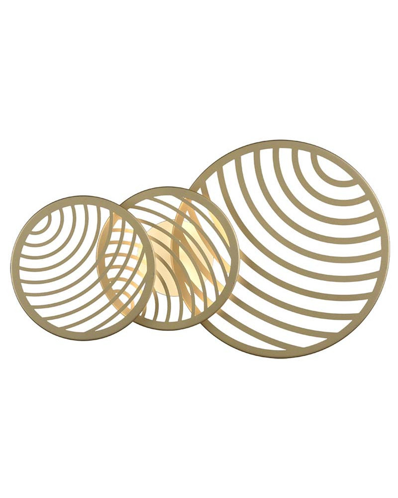 Ceiling light 69x40cm LED 40W 3000K gold finish with overlapping concentric discs large format