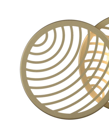 Ceiling light 69x40cm LED 40W 3000K gold finish with overlapping concentric discs large format