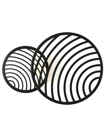 Plafón de techo 56x40cm LED 30W 3000K acabado negro con discos concéntricos superpuestos formato pequeño