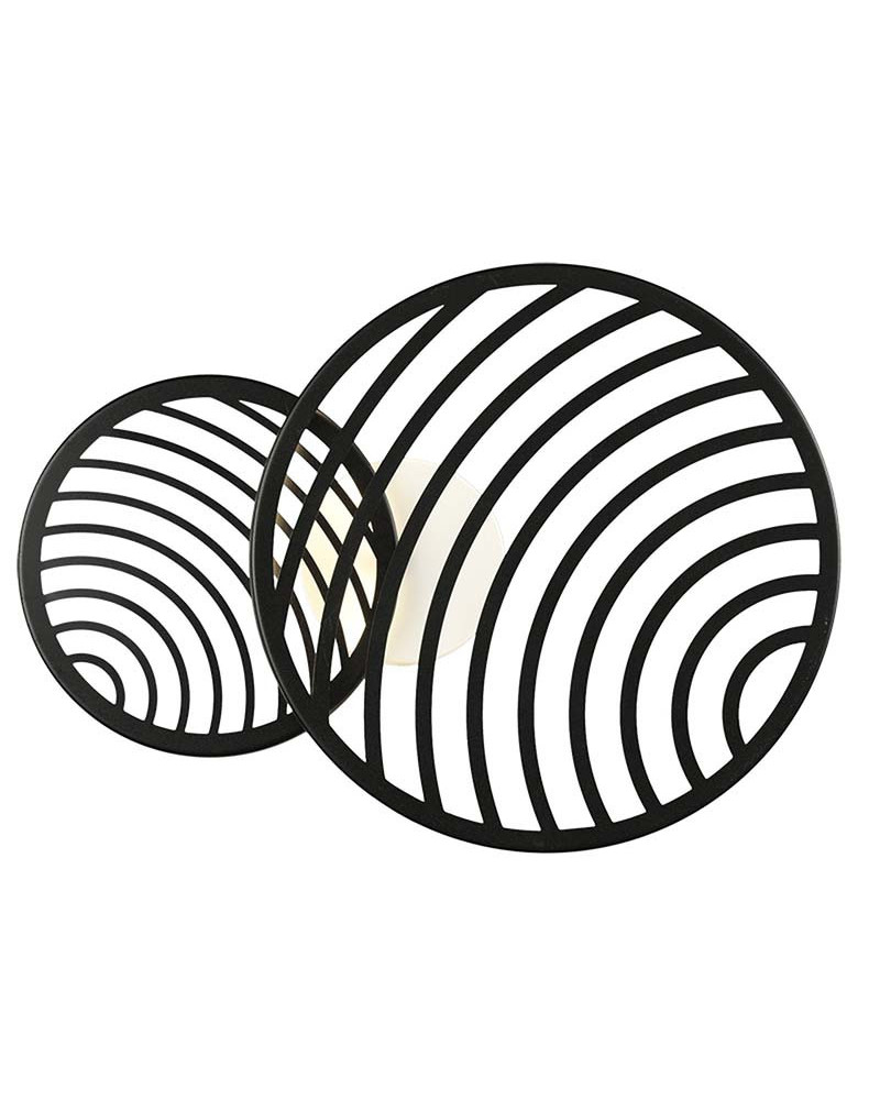 Ceiling light 56x40cm LED 30W 3000K black finish with overlapping concentric discs, small format