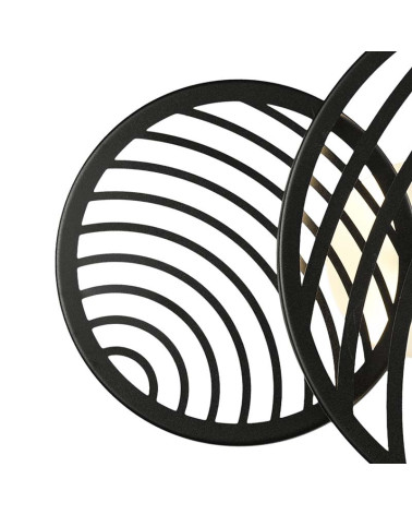 Ceiling light 56x40cm LED 30W 3000K black finish with overlapping concentric discs, small format