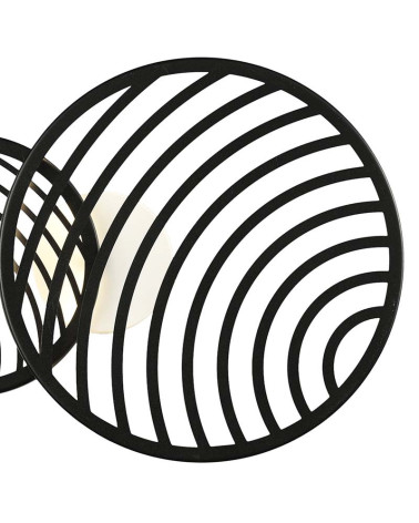 Plafón de techo 56x40cm LED 30W 3000K acabado negro con discos concéntricos superpuestos formato pequeño