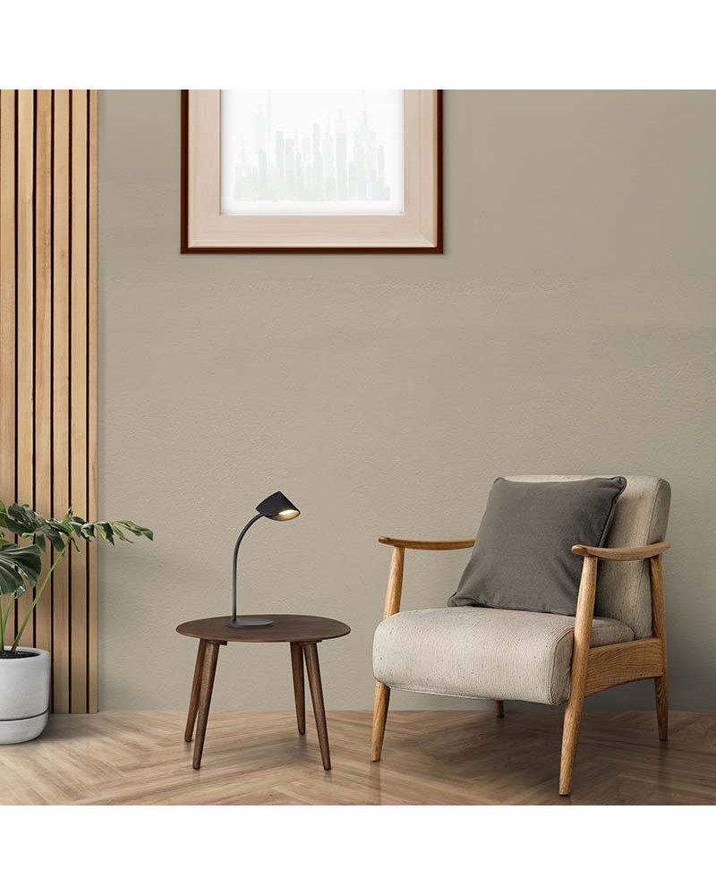 Lámpara de sobremesa 44cm para lectura LED 8,5W 3000K diseño contemporáneo minimalista en negro