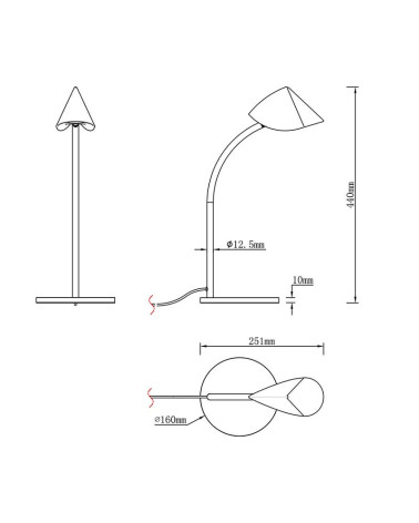 44cm LED reading table lamp, 8.5W 3000K, minimalist contemporary design in black