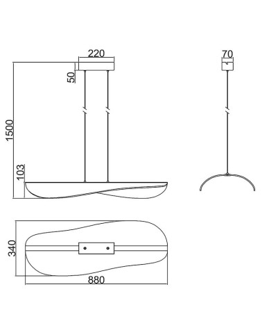 Lámpara colgante LED de 50W y 3000K blanca de panel ondulado texturizado grande
