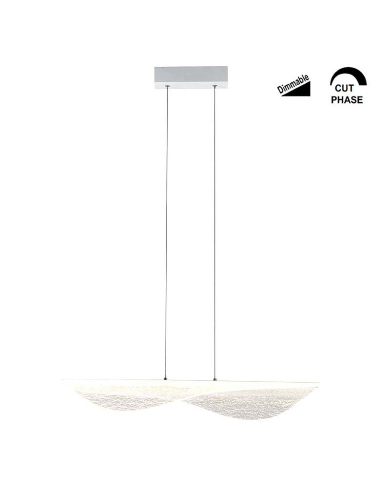 Small textured wavy panel dimmable 40W 3000K white LED pendant lamp