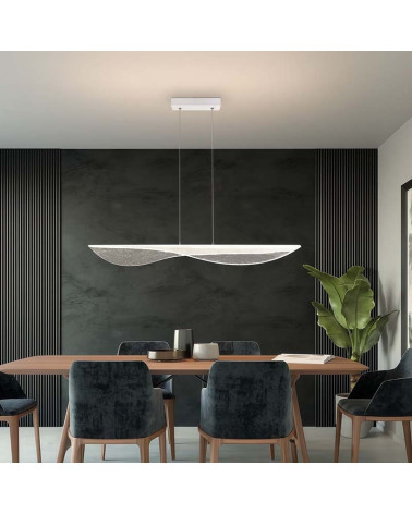 Small textured wavy panel dimmable 40W 3000K white LED pendant lamp