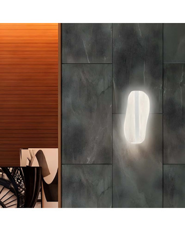 Aplique de pared LED regulable 15W 3000K panel ondulado texturizado de 45cm acabado en blanco