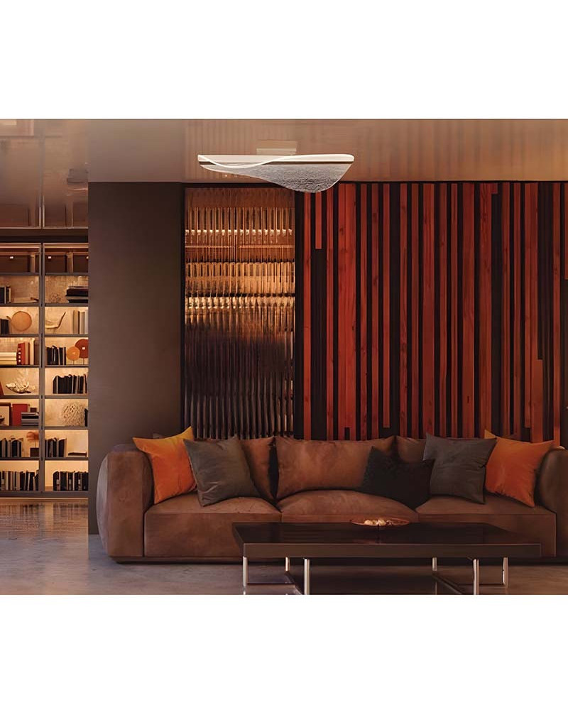 40W 3000K white LED ceiling light with textured wavy panel and contemporary design