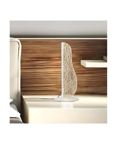 Lámpara de sobremesa 37,5cm LED 12W 3000K diseño moderno con panel blanco ondulado y texturizado