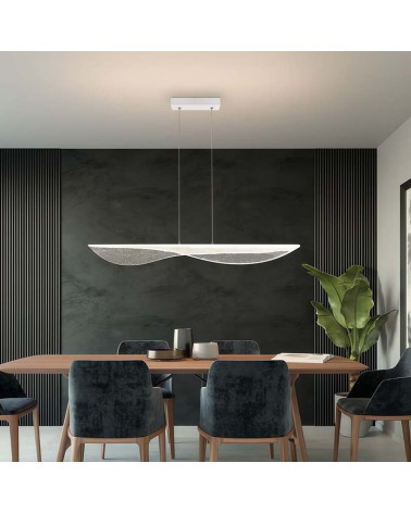 Large textured wavy panel 50W 3000K white LED pendant lamp