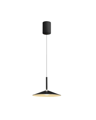 Lámpara colgante ∅32cm LED 9W diseño acampanado con sisema sube y baja 3000K y acabado negro