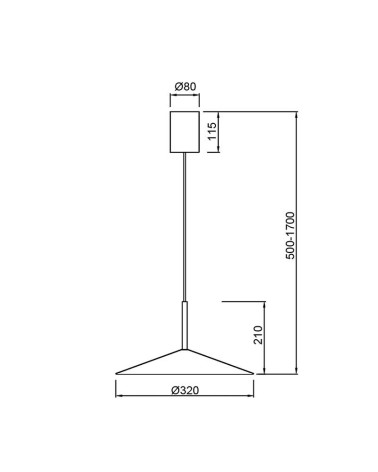 Lámpara colgante ∅32cm LED 9W diseño acampanado con sisema sube y baja 3000K y acabado negro