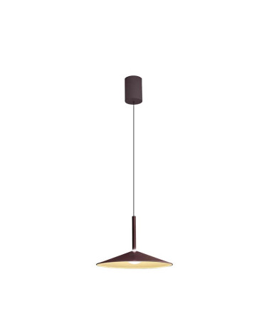 Lámpara colgante ∅32cm LED 9W diseño acampanado con sisema sube y baja 3000K y acabado café