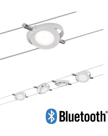 Sistema de cable LED 4x4W Bluetooth 4x320lm 12V blanco mate CCT Switch 2700K/4000K/6500K