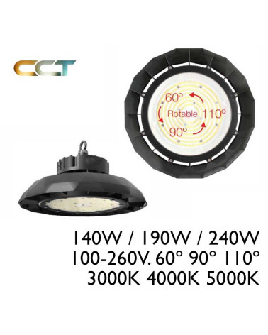 UFO LENS LED SWITCH 140W/190W/240W 100-260V industrial high bay. 60º 90º 110º 3000K/4000K/5000K