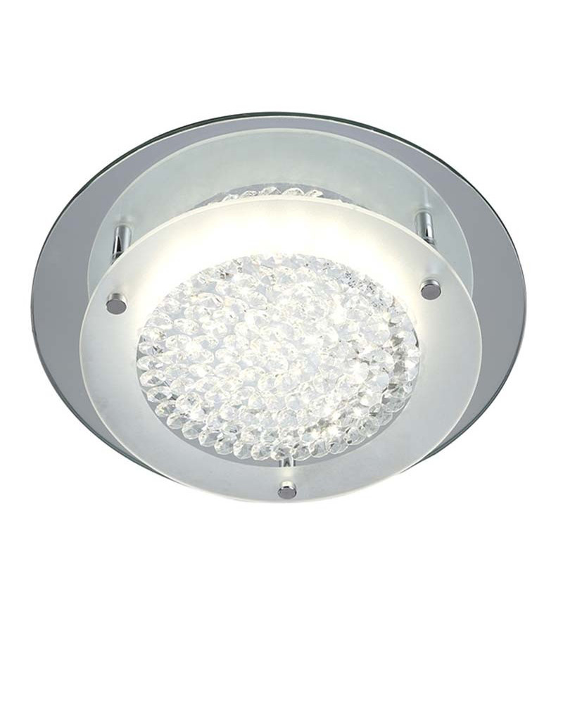 Plafón de techo efecto espejo con cristal brillante texturizado LED 12W 4000K circular de 28cm