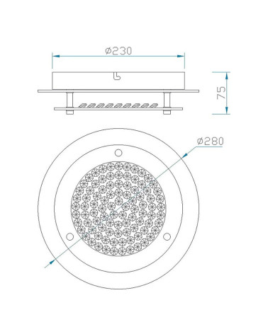 Plafón de techo efecto espejo con cristal brillante texturizado LED 12W 4000K circular de 28cm