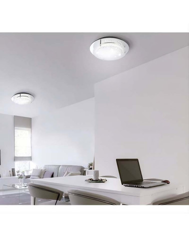 Circular 28cm LED ceiling light with 12W 4000K LED, 4000K, textured, glossy glass